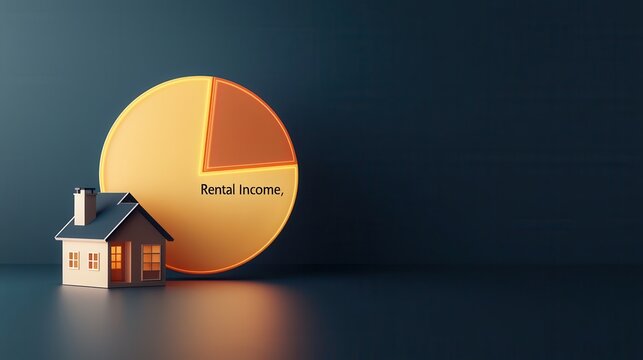 Conceptual Depiction of Rental Income with House and Pie Chart