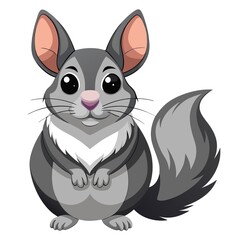 Obraz premium A cartoonish gray and white chinchilla with a pink nose and a pink ear