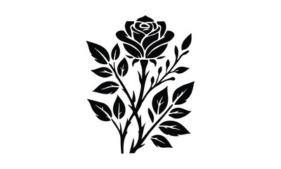 Roses tattoo, Black roses, Black silhouette of rose, Valentines day silhouette of rose.