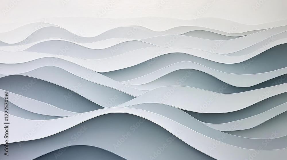 Poster soft minimalist wave-like line formations creating a layered effect across the canvas