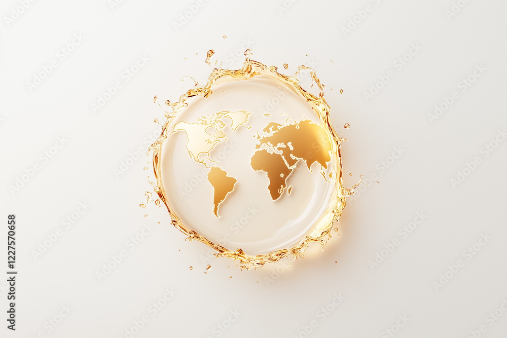Aufkleber a droplet transforms into a global map outline, symbolizing the connection between water and the wor