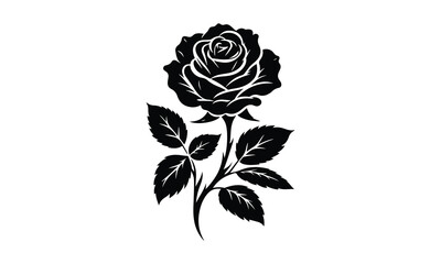 Roses tattoo, Black roses, Black silhouette of rose, Valentines day silhouette of rose.