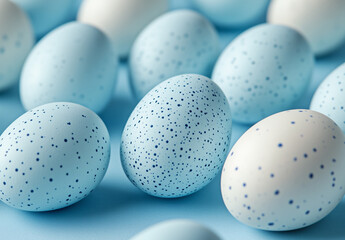 Easter Concept: Pattern of blue Easter eggs over blue background
