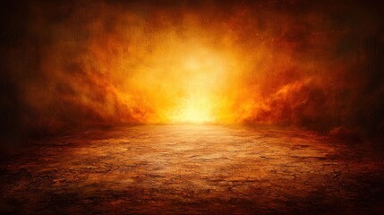 Obraz premium Fiery Inferno Background Orange, smoky landscape, ideal for dramatic design