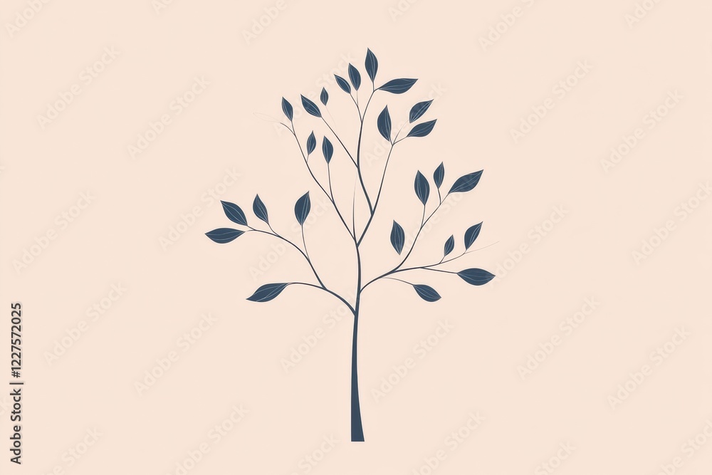 Leinwandbilder tree icon featuring intricate branches and leaves with a minimalist style on a soft background. gene