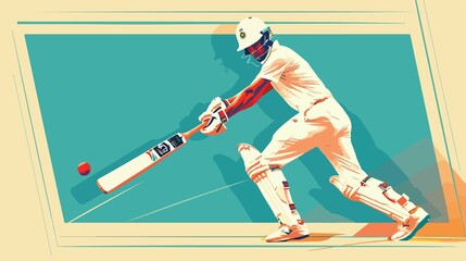 Cricket Medal Winner Flat Vector Illustration