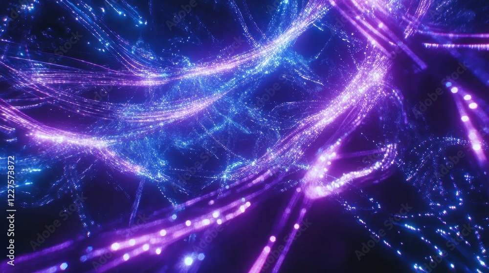 Aufkleber a digital network of glowing blue and purple lines creating a mesmerizing abstract pattern