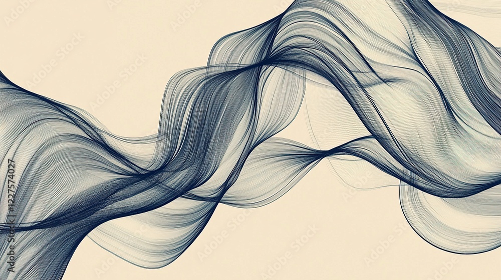 Poster thin continuous waveforms drawn in irregular angled patterns