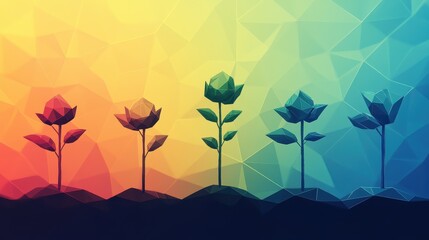 Revenue growth flat design side view economic expansion theme cartoon drawing triadic color scheme.