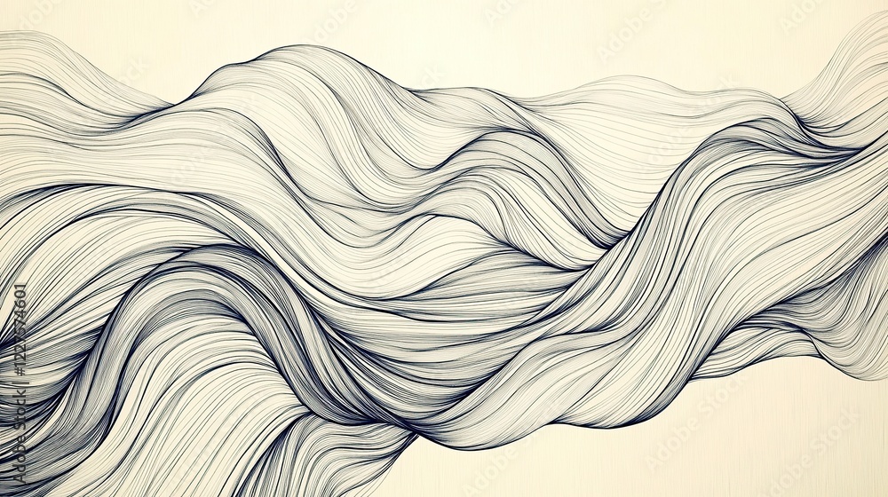Poster thin continuous waveforms drawn in irregular angled patterns