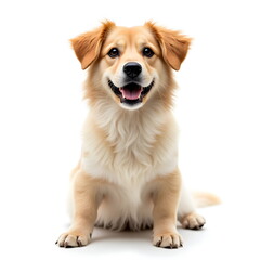 A handsome dog sitting on a white background. Generative Ai.