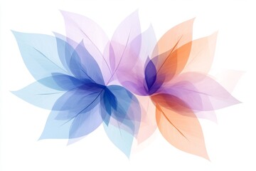 A flat, minimalist representation of a blooming flower opening, with soft pastel petals radiating outward