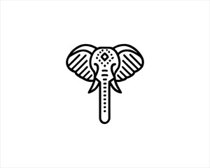 Elephant silhouette logo design icon vector illustration. Black color Elephant logo template
