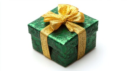 Obraz premium Elegant Green Gift Box with Gold Ribbon for Festive Occasions