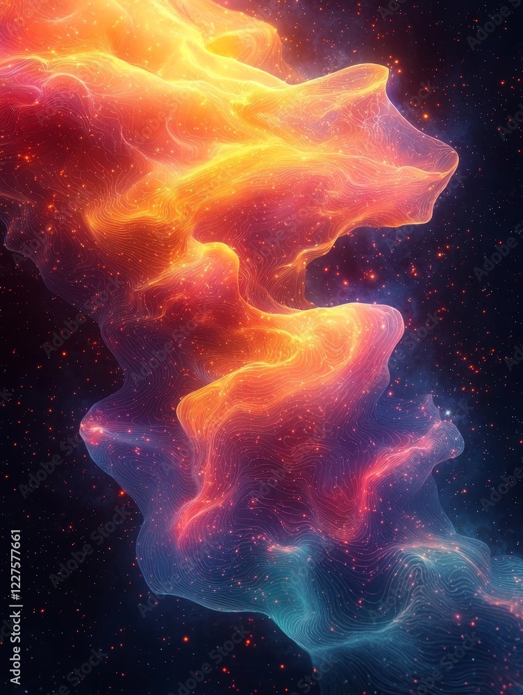 Aufkleber captivating cosmic visualization transforming business data into vibrant abstract forms