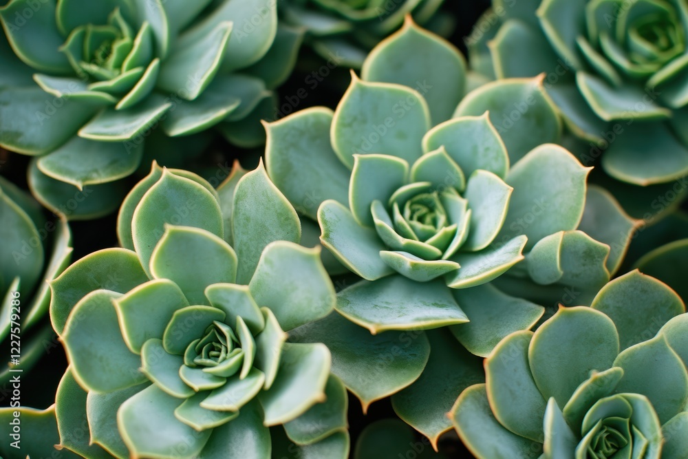 Poster close-up view of symmetrical succulents showcasing intricate natural patterns