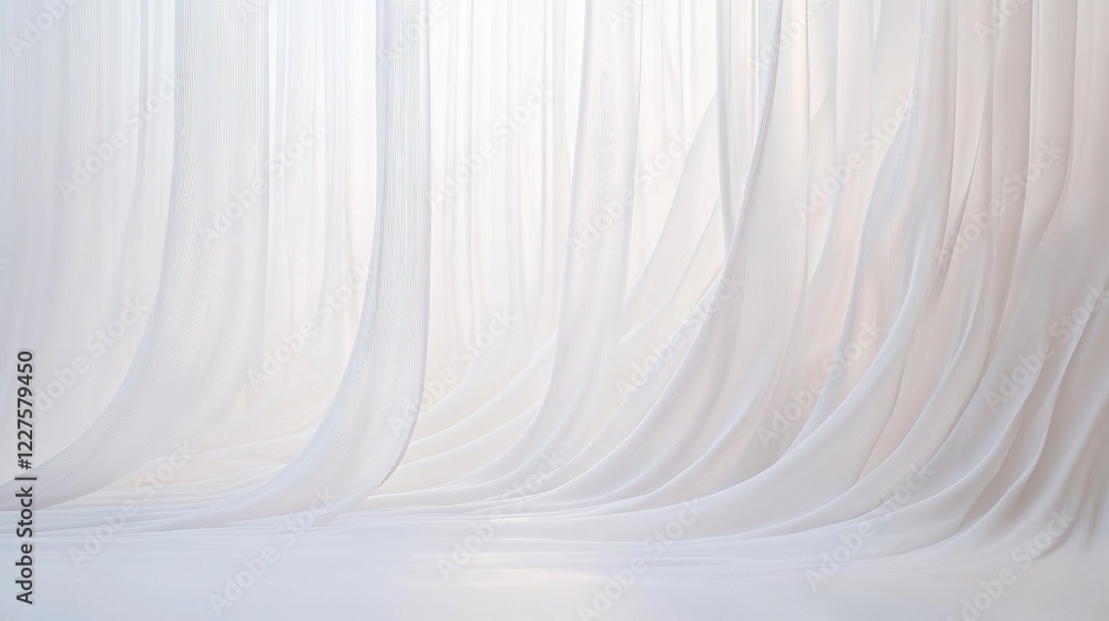 Poster thin undulating wave-like lines cascading downward