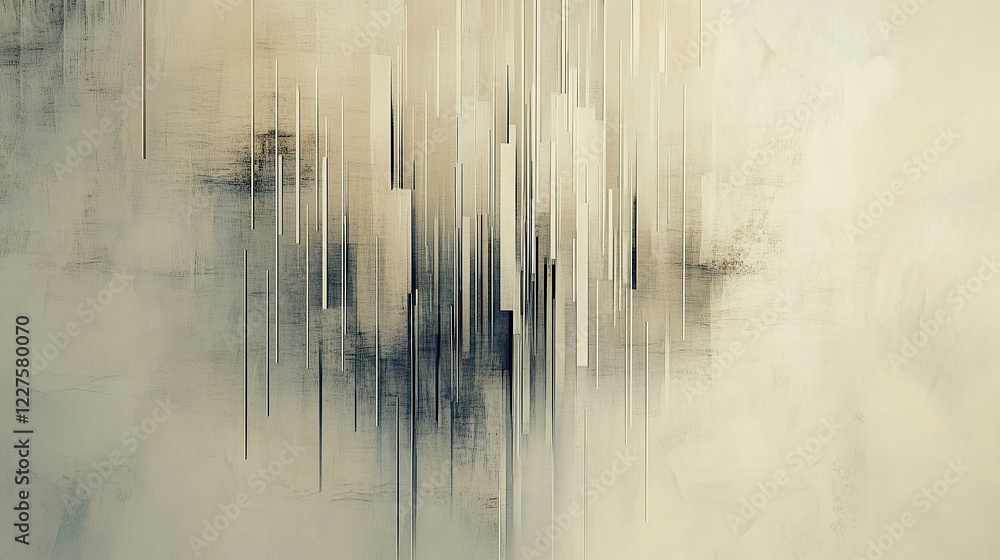 Poster thin vertical and horizontal linear formations intertwined in alternating lengths