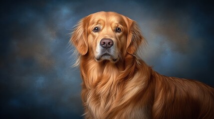 Golden Retriever Portrait with Soft Background and Gentle Expression