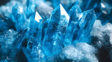 Tranquil Aquamarine Crystal Background with Organic Forms and Luminescent Effects Fostering Relaxation and Beauty