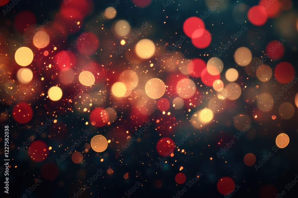 Aufkleber glowing red and gold bokeh circles create an enchanting atmosphere in the dark