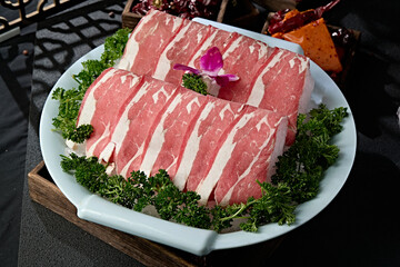 Premium hot pot ingredients Wagyu beef slices