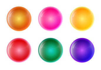 set of glass glossy multi-colored magic balls vector design objects