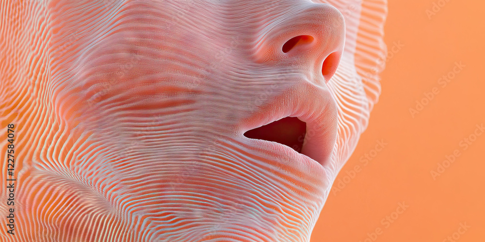 Poster digital rendering of a face with textured overlay