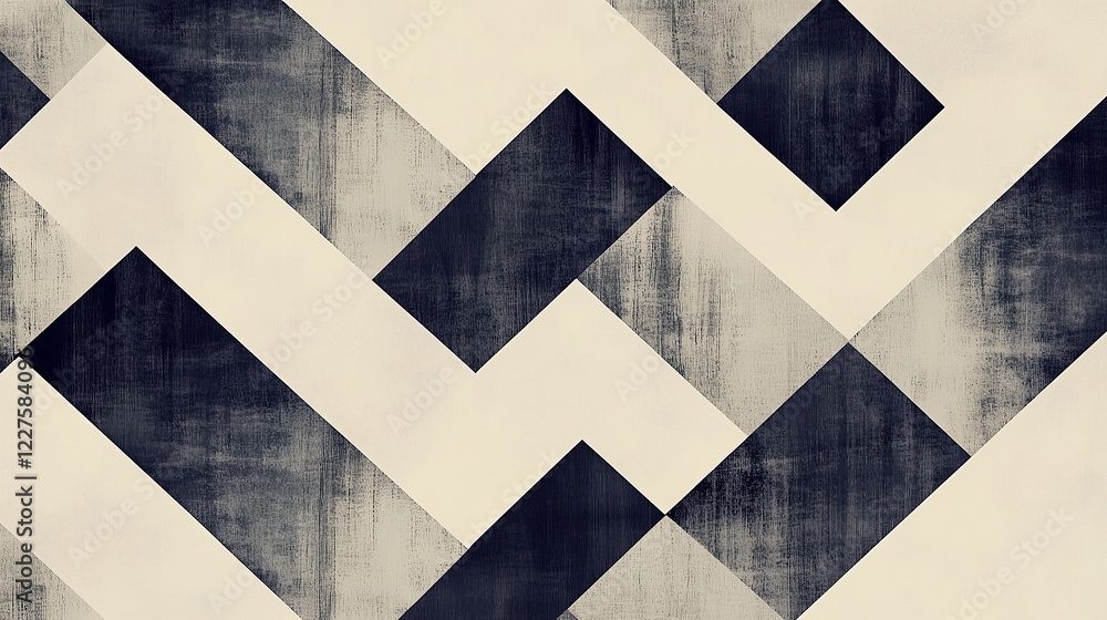 Poster zig-zagging patterns intersecting into minimalist triangular forms