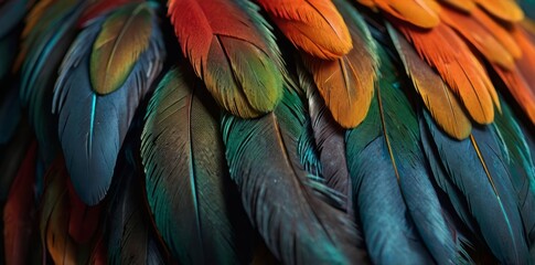 Obraz premium primer plano de plumas de ave. colorido