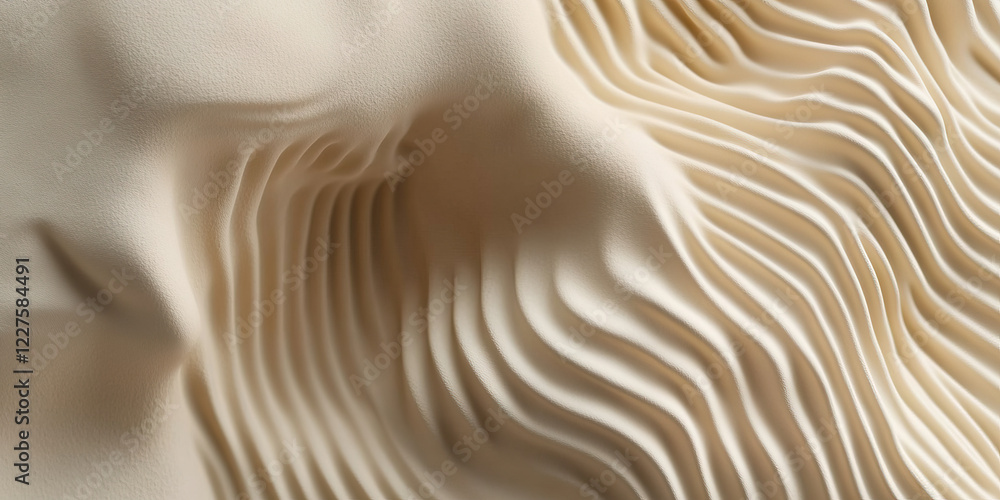 Poster Abstract Image of Cream-Colored Textured Surface with Wave Pattern