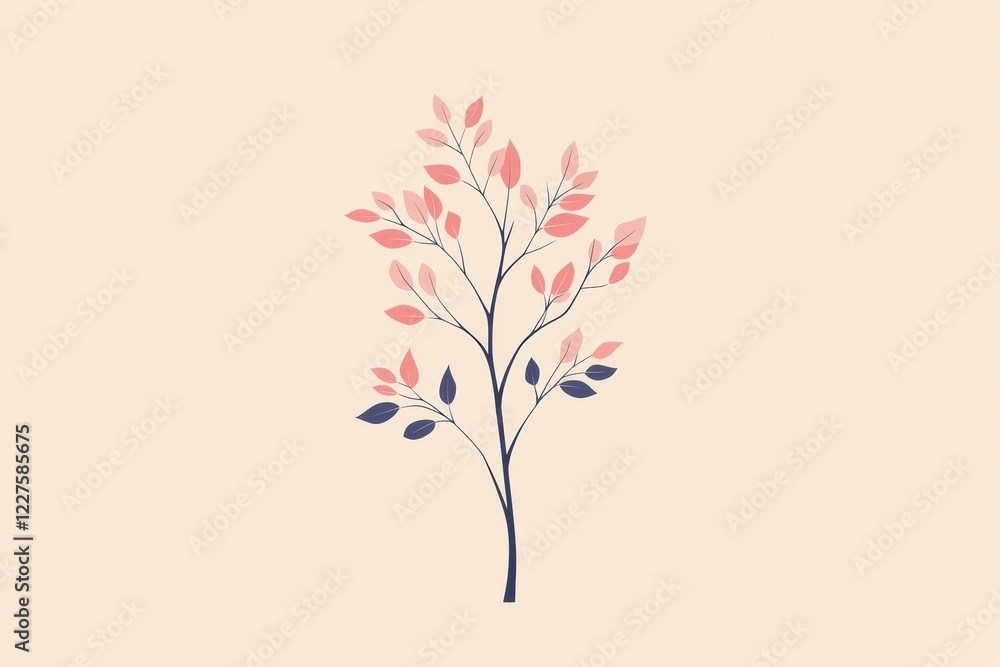 Poster creative representation of a tree icon with colorful branches and leaves suitable for digital design