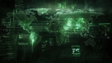 Obraz premium Global Network: A Futuristic Digital World Map