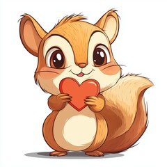 Cute cartoon squirrel with heart. Valentine&rsquo;s Day greeting card design.