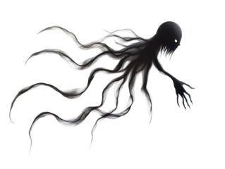 Isolated Ghostly Spirit with Tentacles
