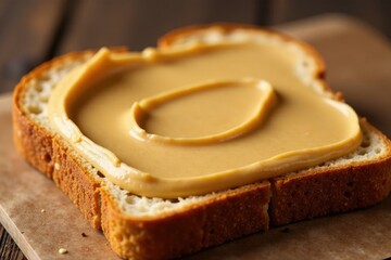 Brown bread with creamy peanut butter texture, crunchy, brown bread