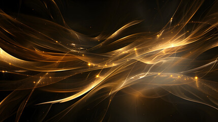Abstract golden waves with a smooth, flowing design and sparkling highlights.