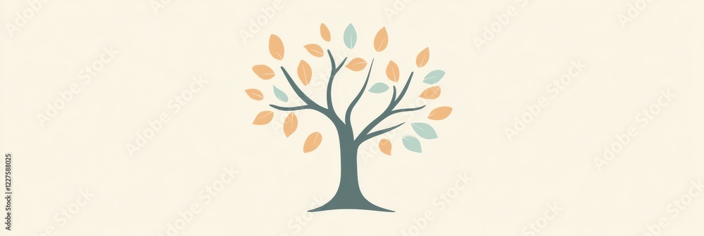 Aufkleber tree icon featuring branches and leaves in a beautiful design showcasing natures elegance and simpli