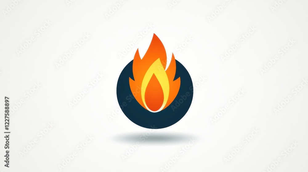 Poster Flame icon representing energy and warmth with vibrant colors and smooth design. Generative AI
