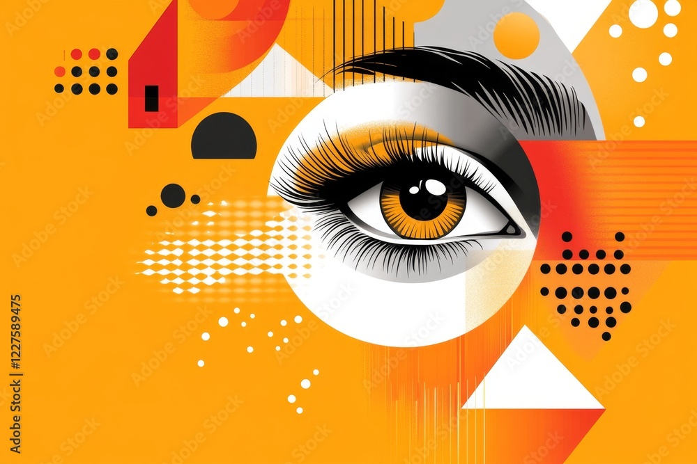 Aufkleber a simple geometric design of an eye surrounded by concentric circles, symbolizing the act of oversee
