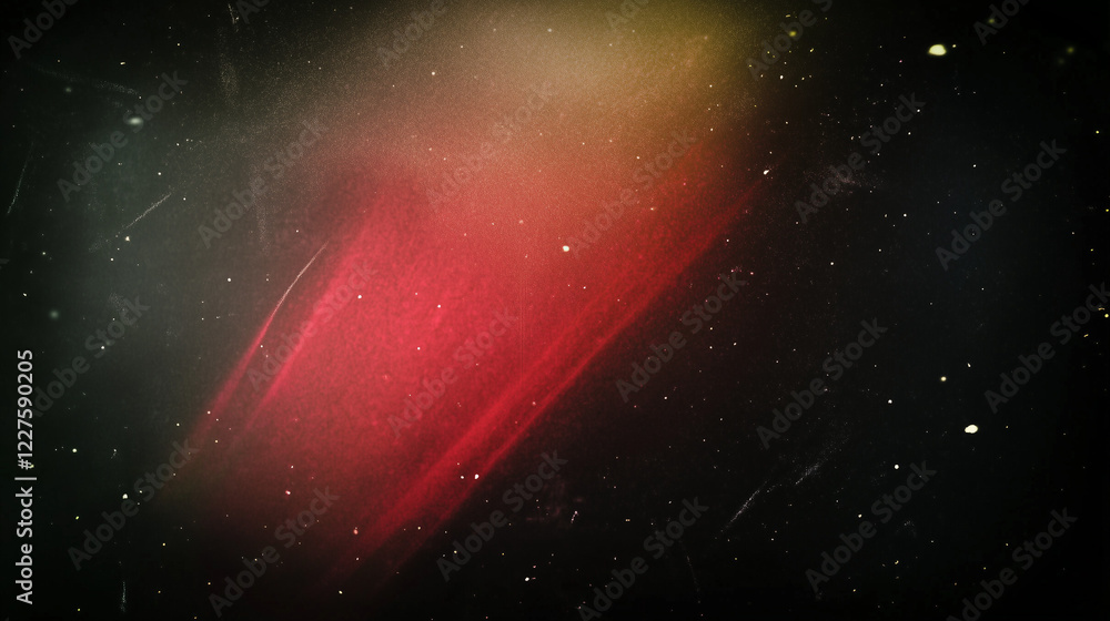 Aufkleber Dark abstract background with subtle red gradient and scattered white specks resembling stars or dust particles. Ethereal glowing effect with a cosmic and dreamy atmosphere, featuring a slightly grain