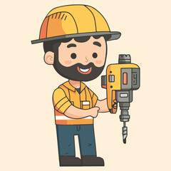 Cute Engineer Calibrating Machine Vector illustration