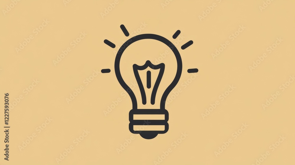 Leinwandbilder creative illustration of a light bulb with rays on a soft background showcasing the concept of innov