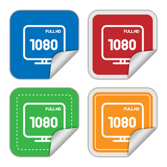 Full HD 1080p Sticker Icons: High-Resolution Display Labels in Multiple Colors