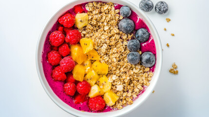 Colorful Smoothie Bowl with Fresh Fruits and Granola
