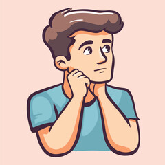Thinking Young Male Vectors Illustration