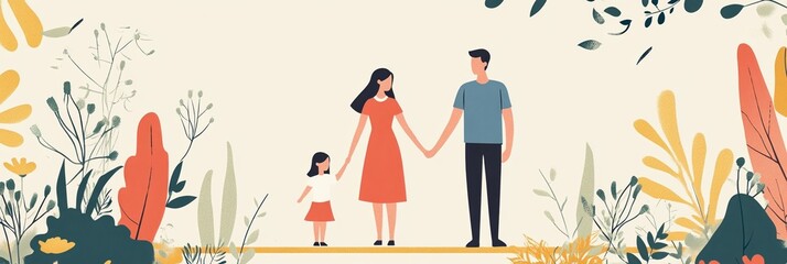 Family enjoying time together in a serene garden setting during a sunny day