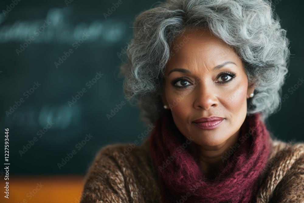 Poster A teacher in a classroom with a visibly insufficient number of textbooks for the students, looking concerned