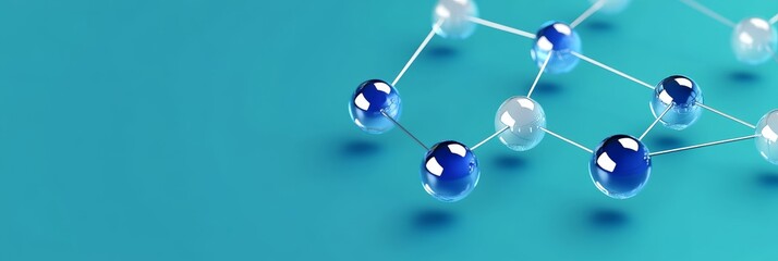 Molecular Structure Network - Abstract image of a network of interconnected spheres, representing connections and relationships. Ideal for technology, science, and networking concepts.