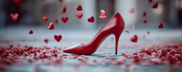 Red High Heels with Romantic Lighting